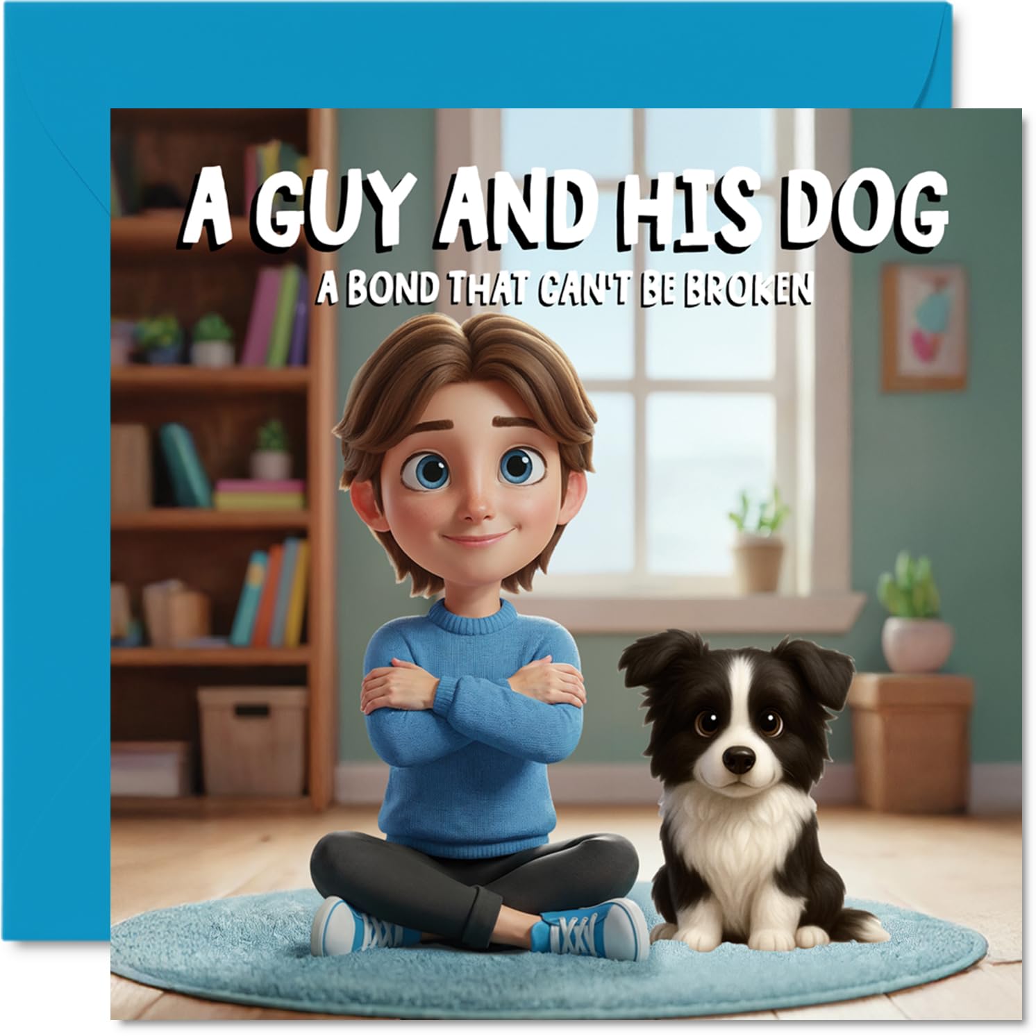 Border Collie Birthday Card for Men - A Guy and His Dog - Happy Birthday Card for Boys, 145mm Male Greeting Cards