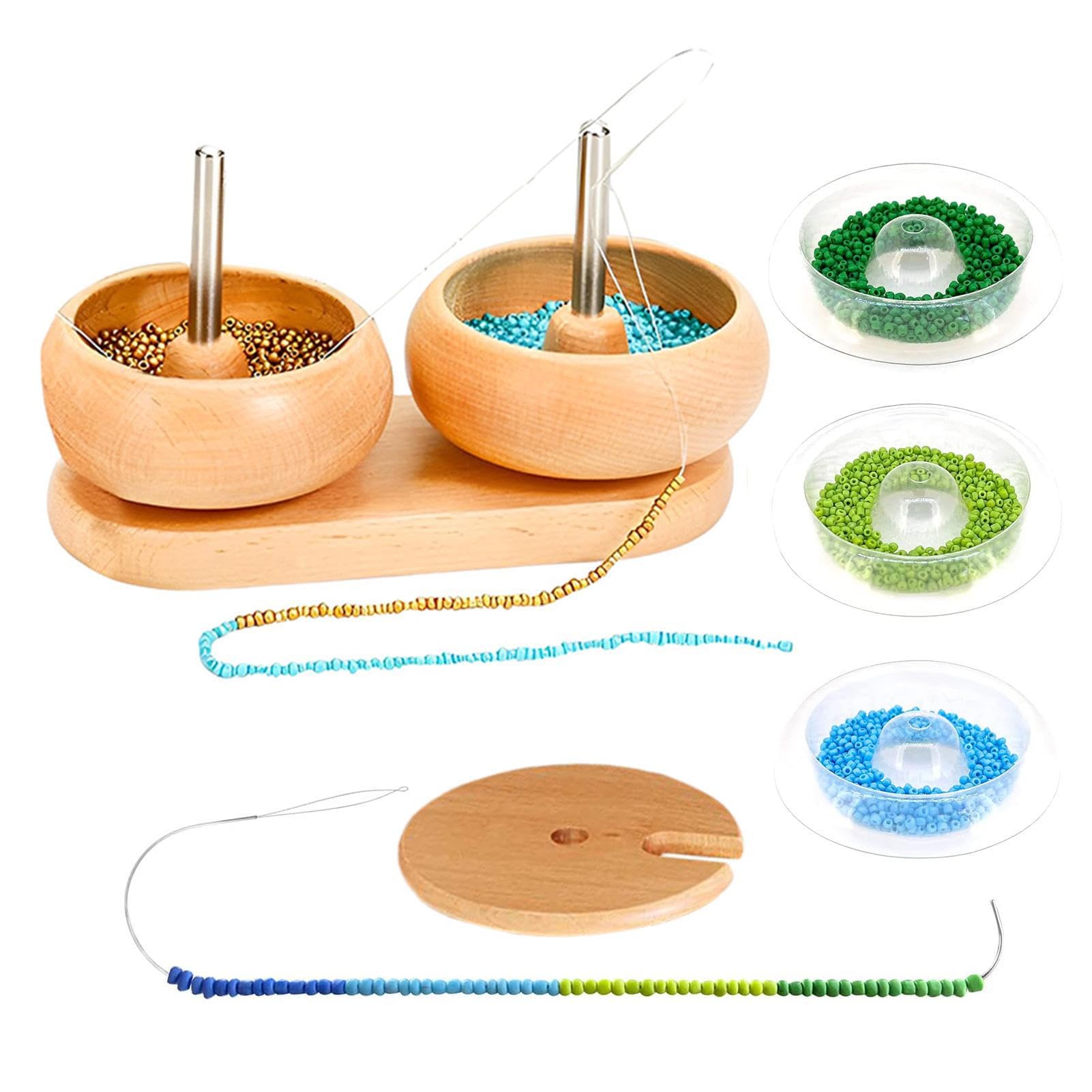 Spinner à Perles En Bois Avec 2 Aiguilles Et 1000 Perles - Kit De Fabrication De Bijoux DIY Pour Bracelets
