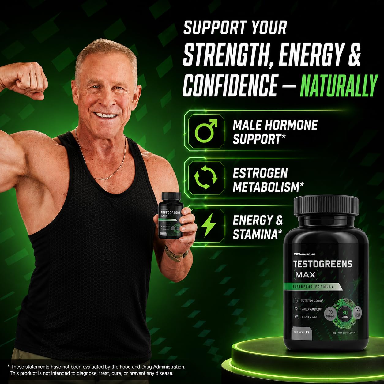 Live Anabolic TestoGreens Max Men's Greens Supplement, Hormone Support — Amazon image 8