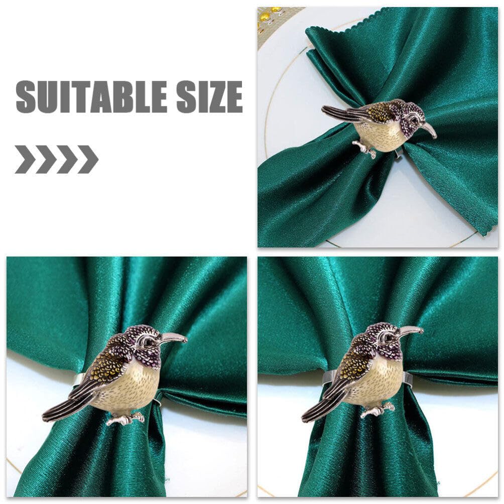 ABOOFAN 4pcs Bird Napkin Rings Wedding Napkin Rings Rustic Dinner Napkin Holder Bird Napkin Buckles Easter Serviette Rings - Image 2