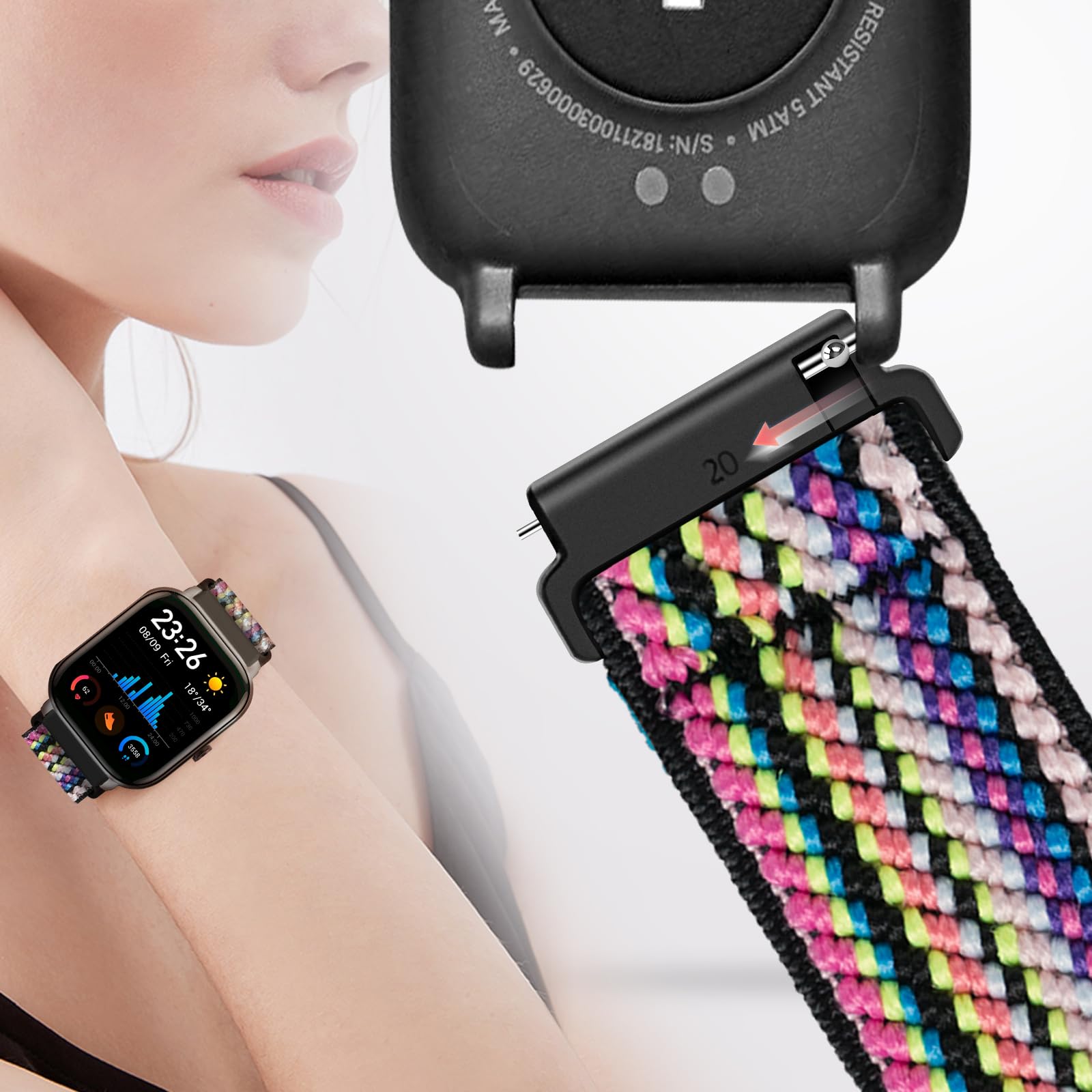 Cinturino Elastico Magnetico Per Amazfit GTS/GTS 2/3/4 - 20mm, Regolabile, Tessuto Traspirante - Foto 2