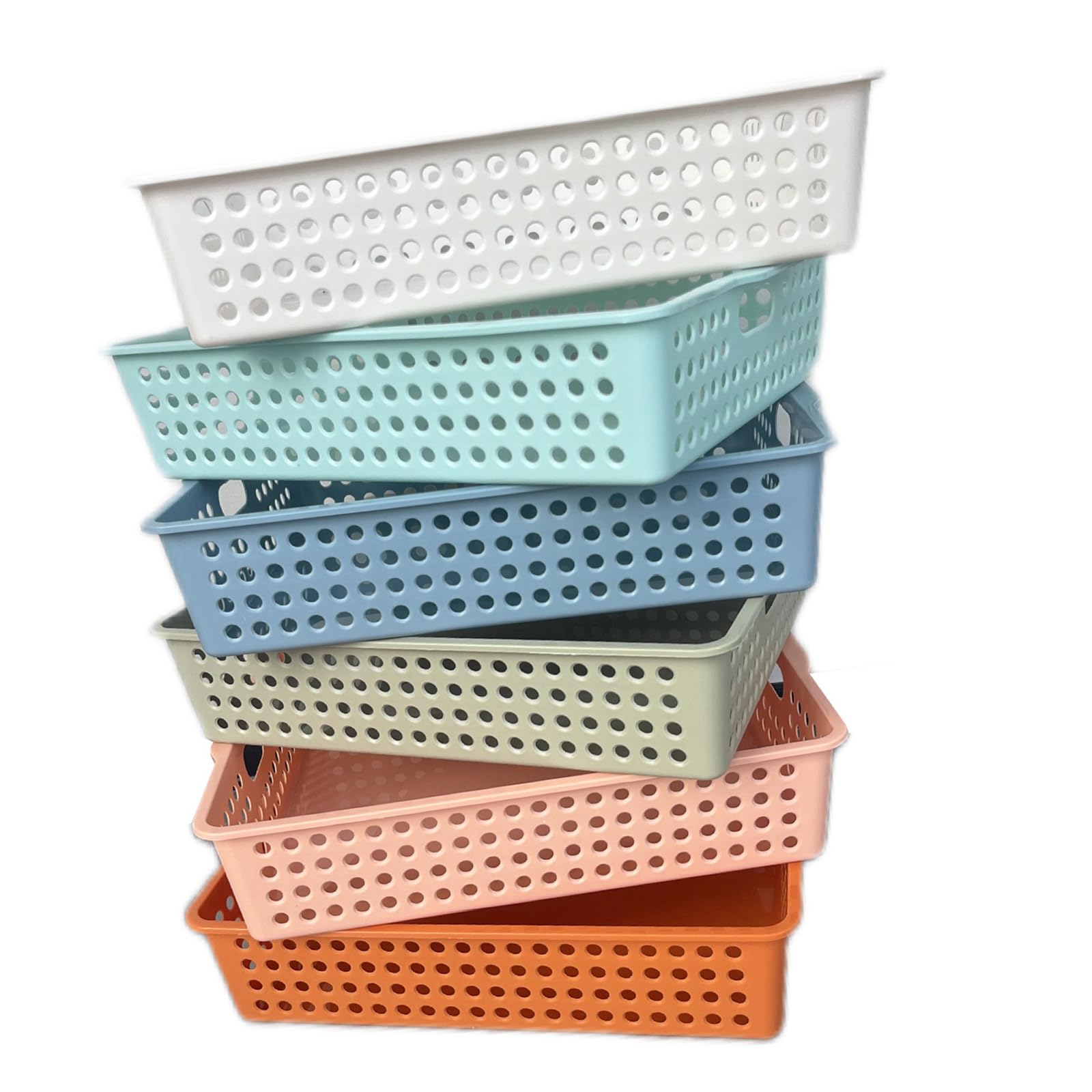 HZGFNBZ Stackable Polystyrene Computer Planner Set of 6 Multiple Color Storage Cartons for Homeschooling Materials and Addons Polystyrene Desk Storage Cartons