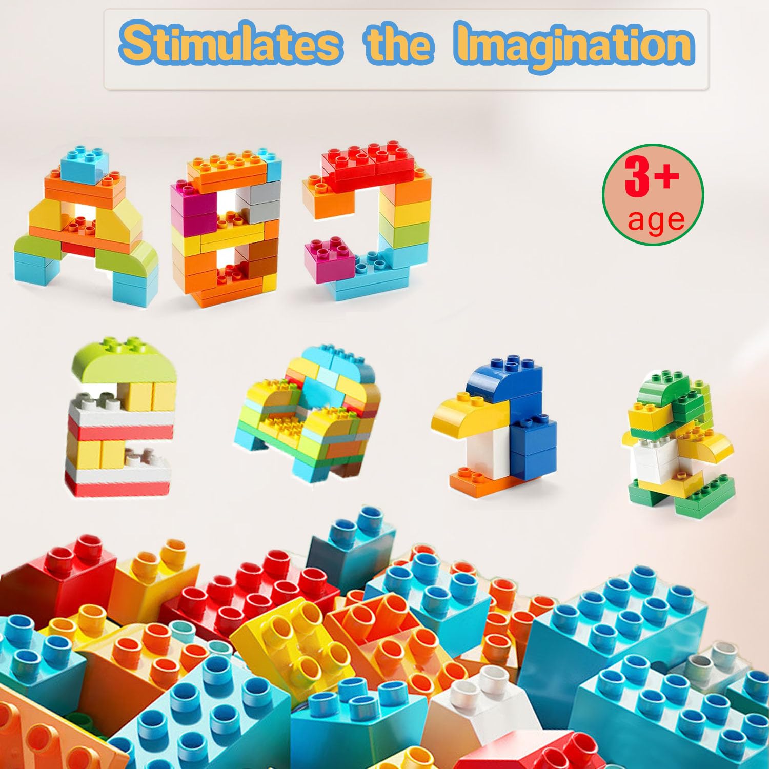 Cabeeskii Grandi mattoncini da costruzione Mattoncini da 198 pezzi in 11 colori e 10 dimensioni compatibili con Duplo e tutti i principali marchi Colorati