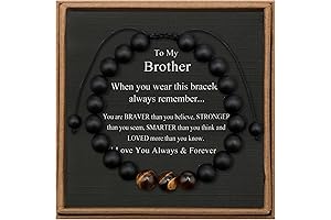 To My Brother Adjustable 8mm Mens Tiger Eye Agate Bead Bracelets Gift