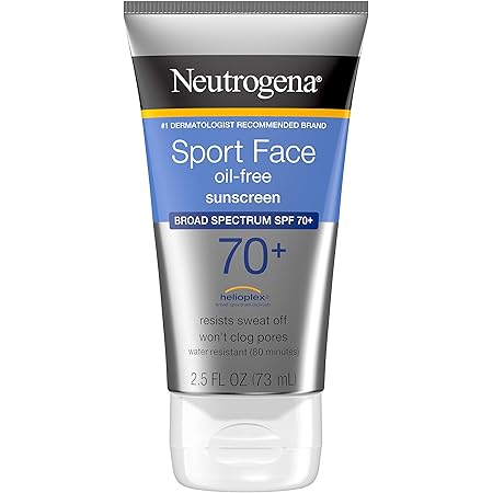 Neutrogena Sport Face Sunscreen SPF 70+ OilFree Facial Sunscreen Lotion with Broad Spectrum UVAUVB Sun Protection SweatResistant WaterResistant, 2.5 Fl Oz
