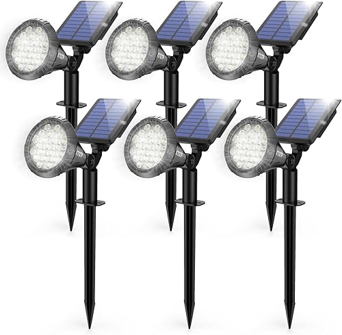 Farolas solares para exteriores, 21 LEDs de brillo, luces solares al aire libre IP67 impermeables, luces solares ajustables para exteriores 2 en 1