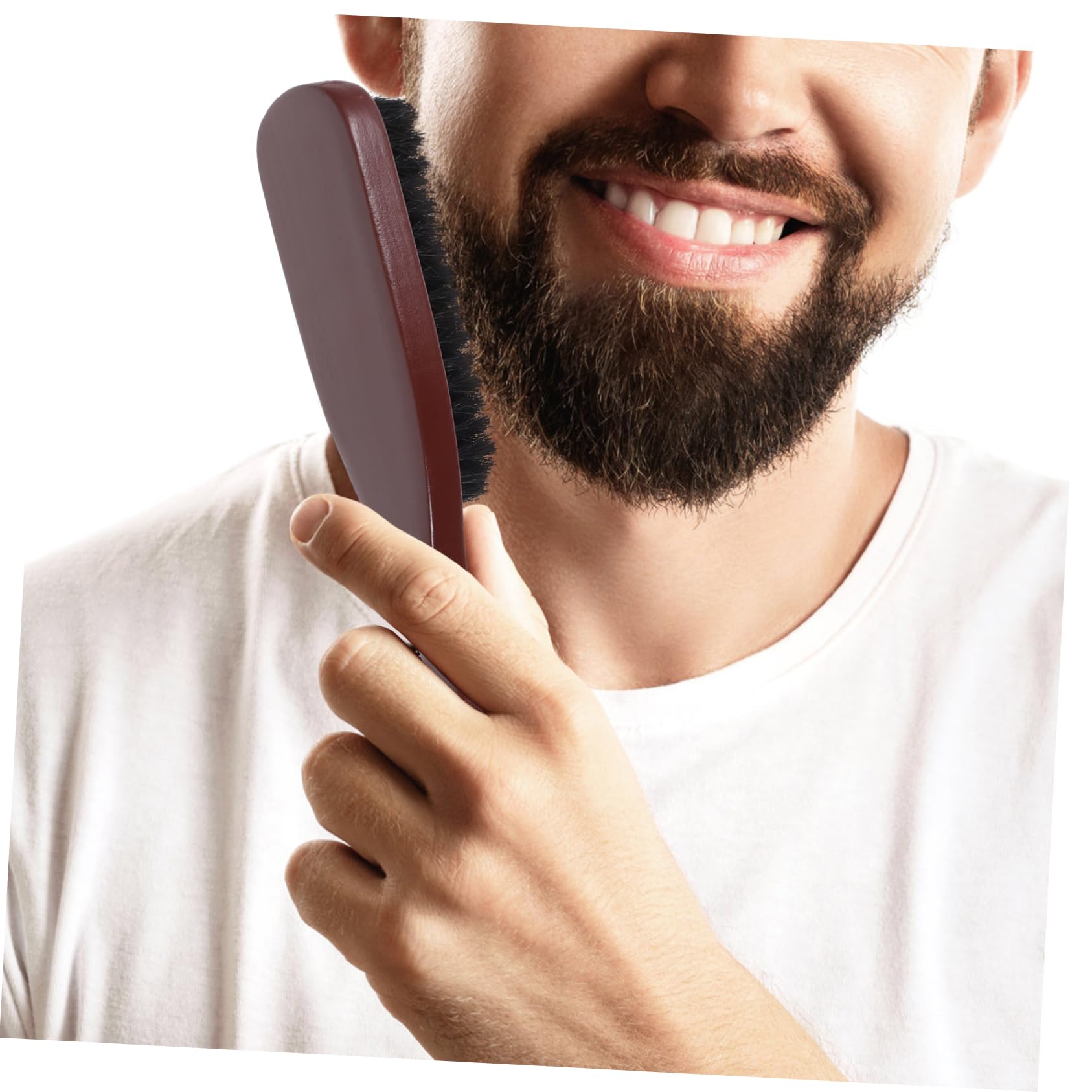 4 Stück Wellenpinsel Haare glätten Kamm Männer Bartbürste Borste Gesichtshaar-Bartbürste Haar -Entwirrerbürste Körperpflege Bartpflegebürste Stylingbürste Haarbürste Holz Schwarz