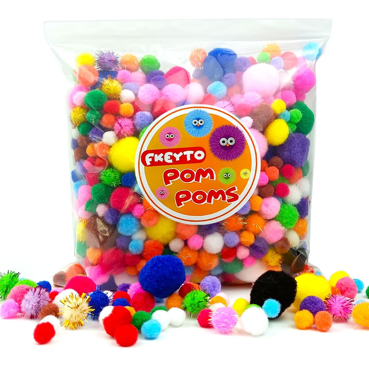 500 PCS Pompoms for Crafts,Pom Poms in Bright & Bold Assorted Colors,Pompoms for Arts and Craft Making Decorations,Assorted Sizes