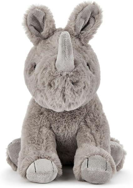 Zappi Co Robin the Rhino Plush Toy Rhinoceros (22cm) Horned Wonder - Soft, Cuddly, 100% Recycled - Mighty African Friend - 2