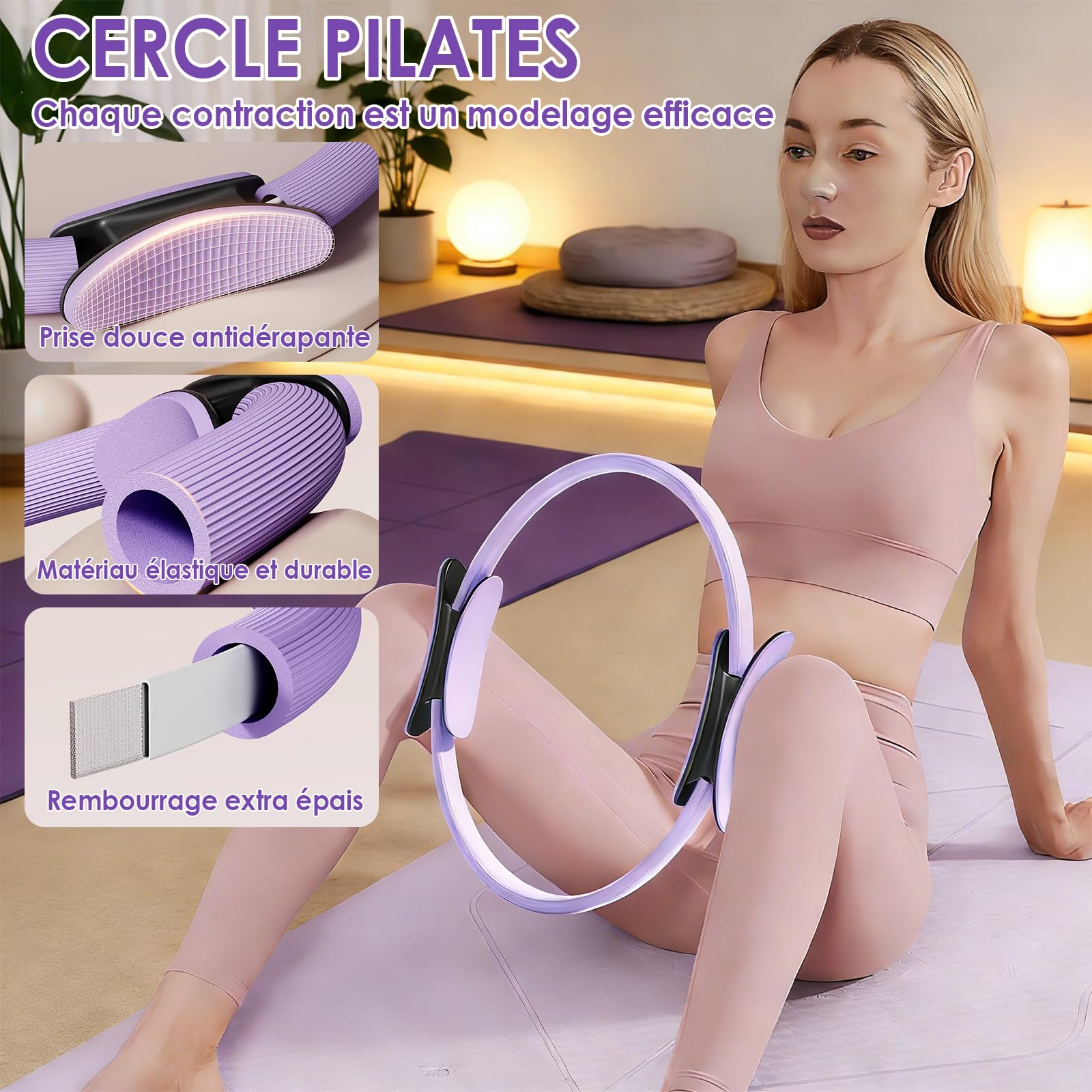 SCANTEE Lot de 13 anneaux de pilates pour fitness - Violet - Plastique - 35 x 35 cm - Avec anneau d'exercice pour l'entraînement et le sport - Fille