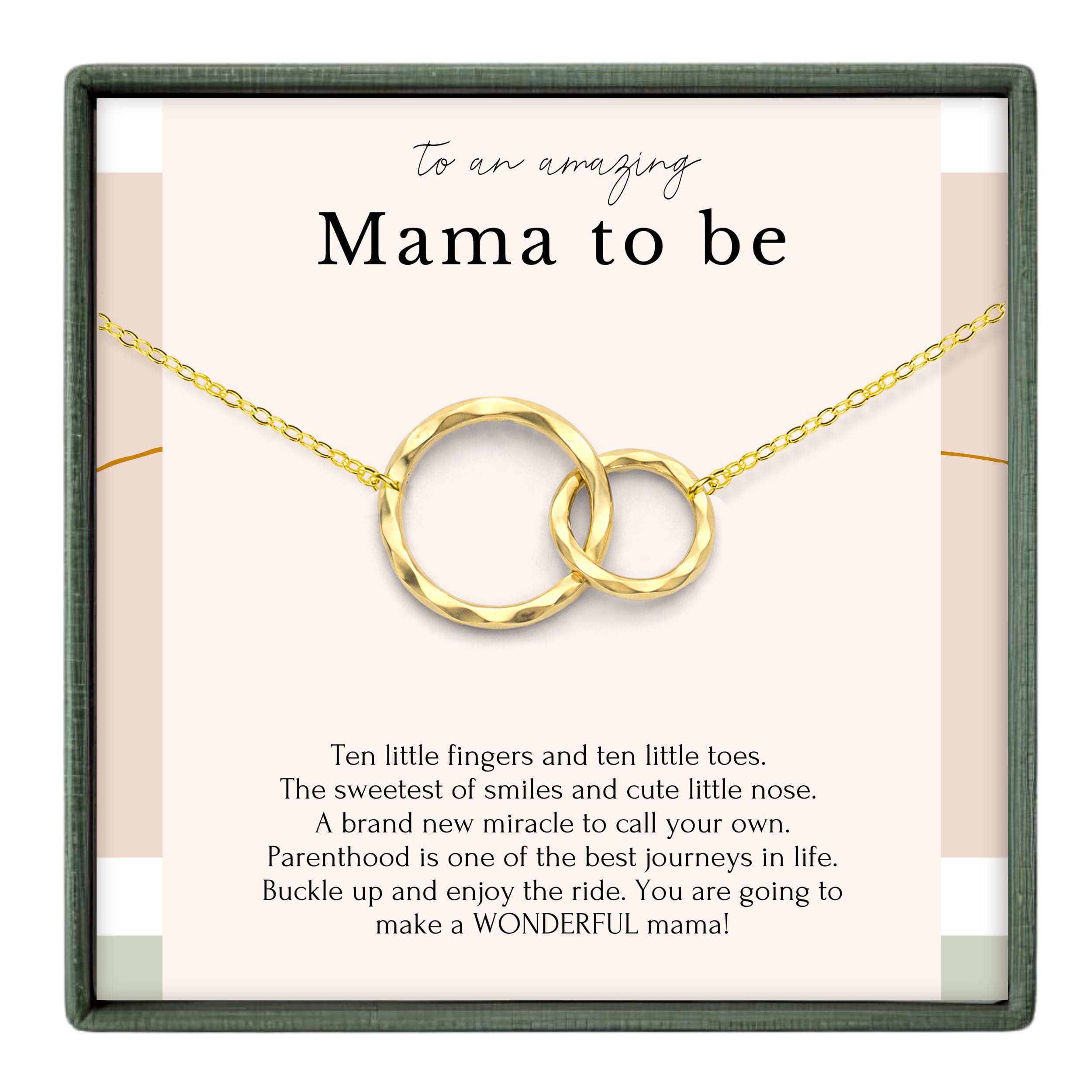 HOPE LOVE SHINE Twins “Mom to Be” Necklace – First Mothers Day Gift for Expecting Mom of Twins – Sterling Silver Double Circle Pendant
