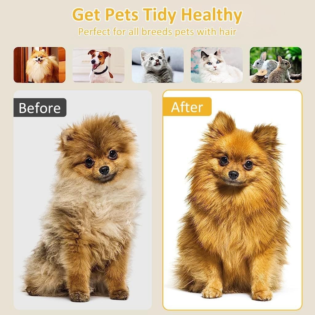 Pet Grooming Brush, Hair Remover Comb for Dogs and Cats, Cleaning Tool with Handle