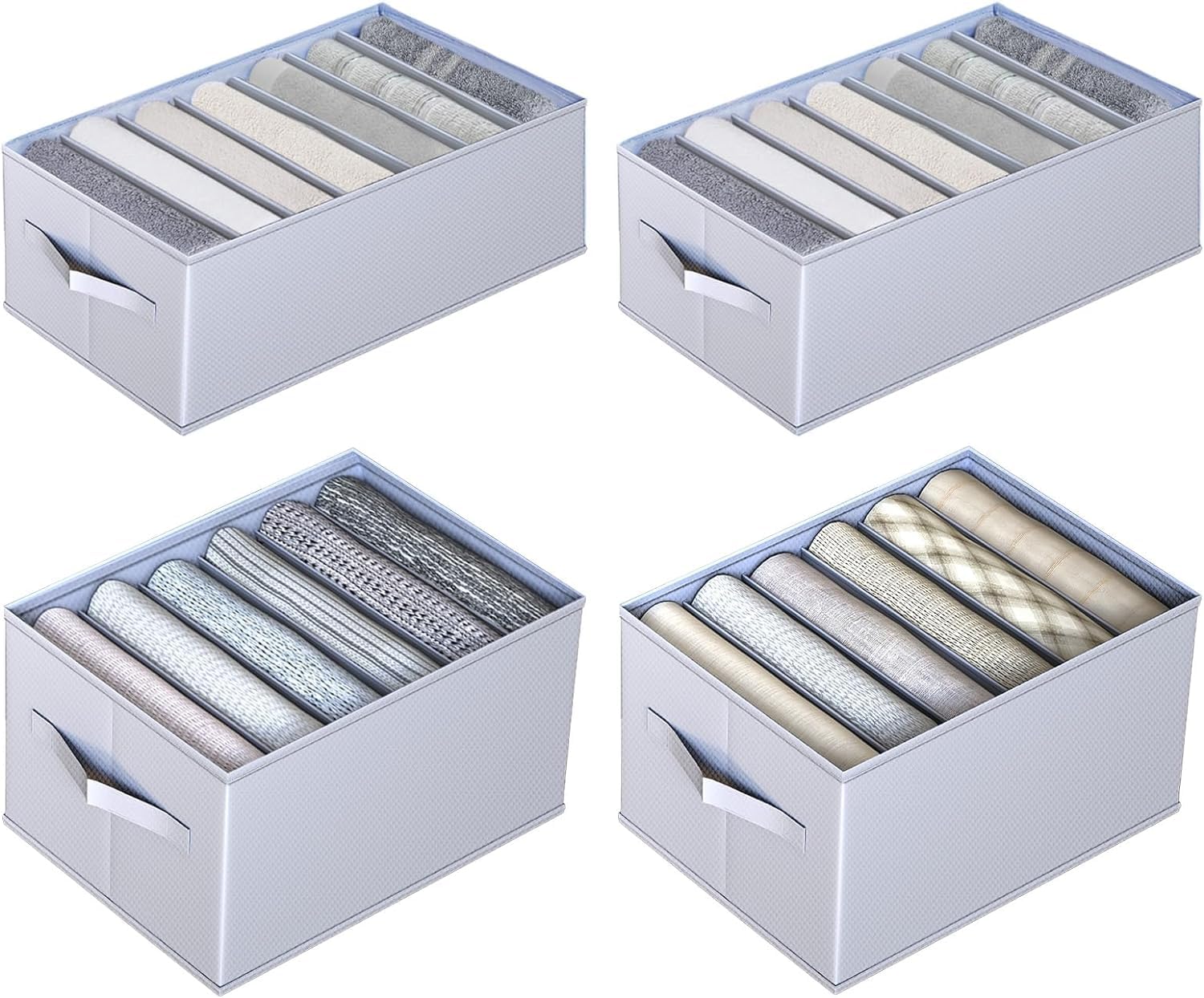 Organizador Armario 4 pcs Organizador Ropa de Tela Cajas Almacenamiento Plegable Para Almacenar Jeans,Suéter,Camisetas, Organizador Armario Ropa Separadores De Cajones 25cm*34cm*20cm*6 | 17*34*12cm*7