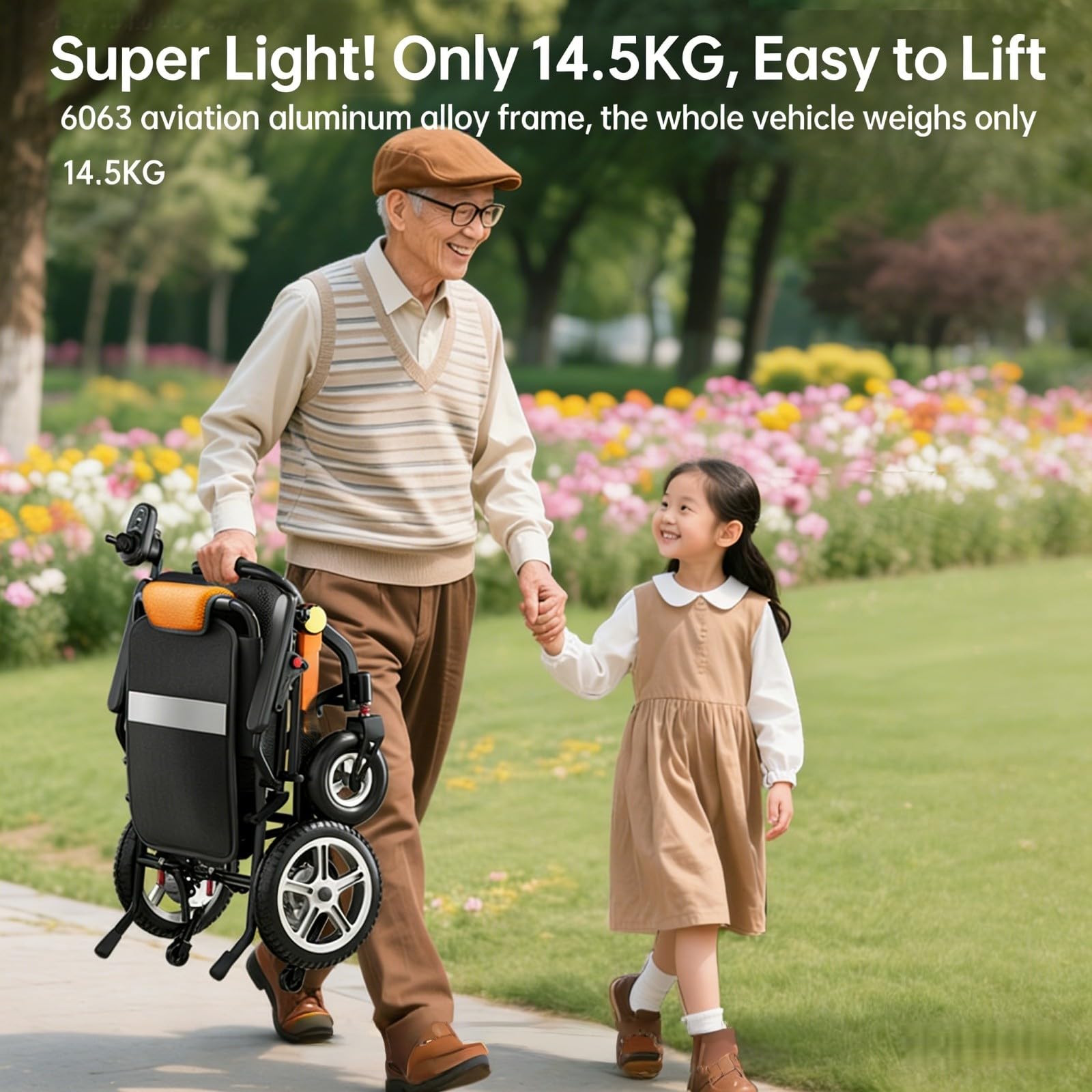 Silla de ruedas eléctrica, plegable con batería de litio extraíble, motor sin escobillas de 400 W, diseño compacto para uso en todo terreno