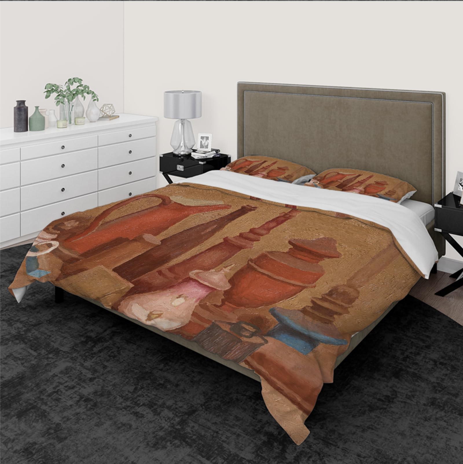 Morandi komplet pościeli w stylu retro, sztuka estetyczna, klasyczna i komfortowa, poszewka na kołdrę klasy premium, 2 poszewki na poduszkę 220 x 240 cm