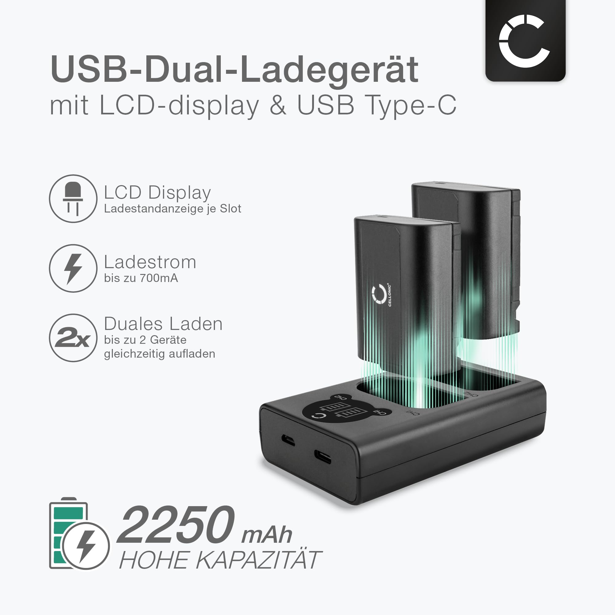 Batterie USB-C SMALLRIG 2520mAh Pour Panasonic Lumix - Charge Rapide 2.5h - GH5, S5, GH6, GH7