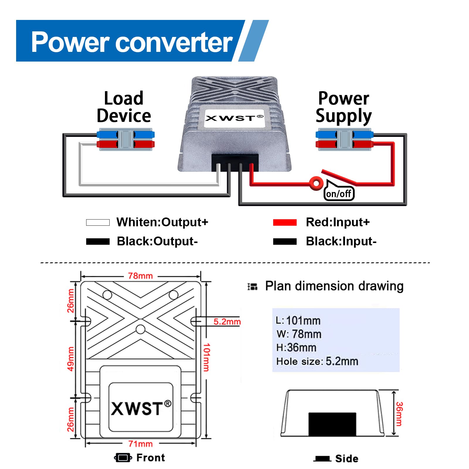 Converter Boost da DC 12V a 48V 8A 384W Convertitore di Tensione con Connettore Rapido, Step up Regolatore Trasformatore Modulo di Alimentazione Convertitore
