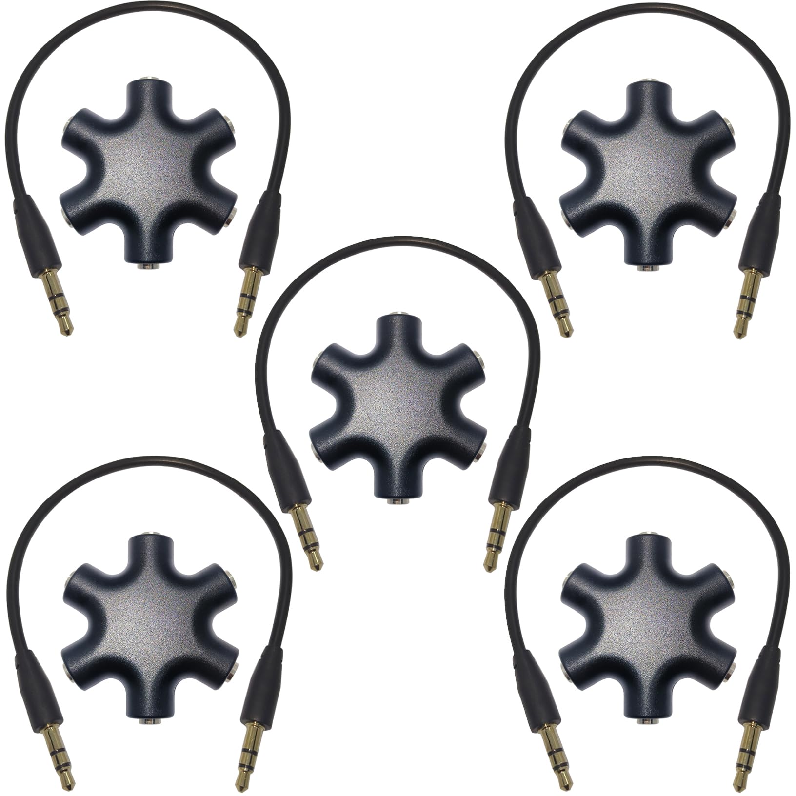 Typheoniks 5-Jack Audio Headphone Jack Splitter 5 Way for 3.5mm Devices Multi Earphone Aux Splitter Adaptor 5 Ports Female Connector Adapter (5 Packs)