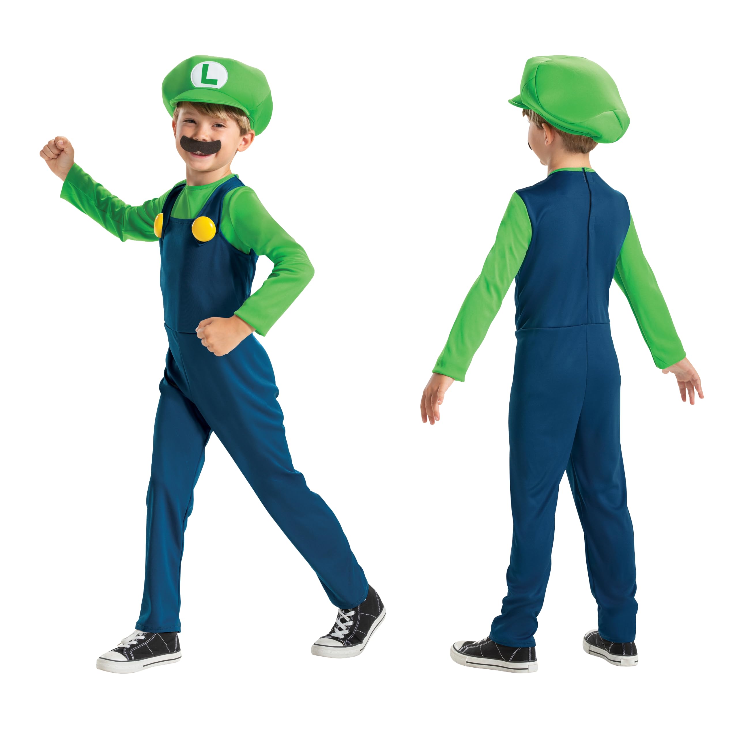 Disfraz Infantil de Luigi de Super Mario Bros, Licencia Oficial de Disguise, Ajuste Cómodo y Diseño Detallado, Para edades de 7 a 8 años, 4 a 6 años, 3 a 4 años
