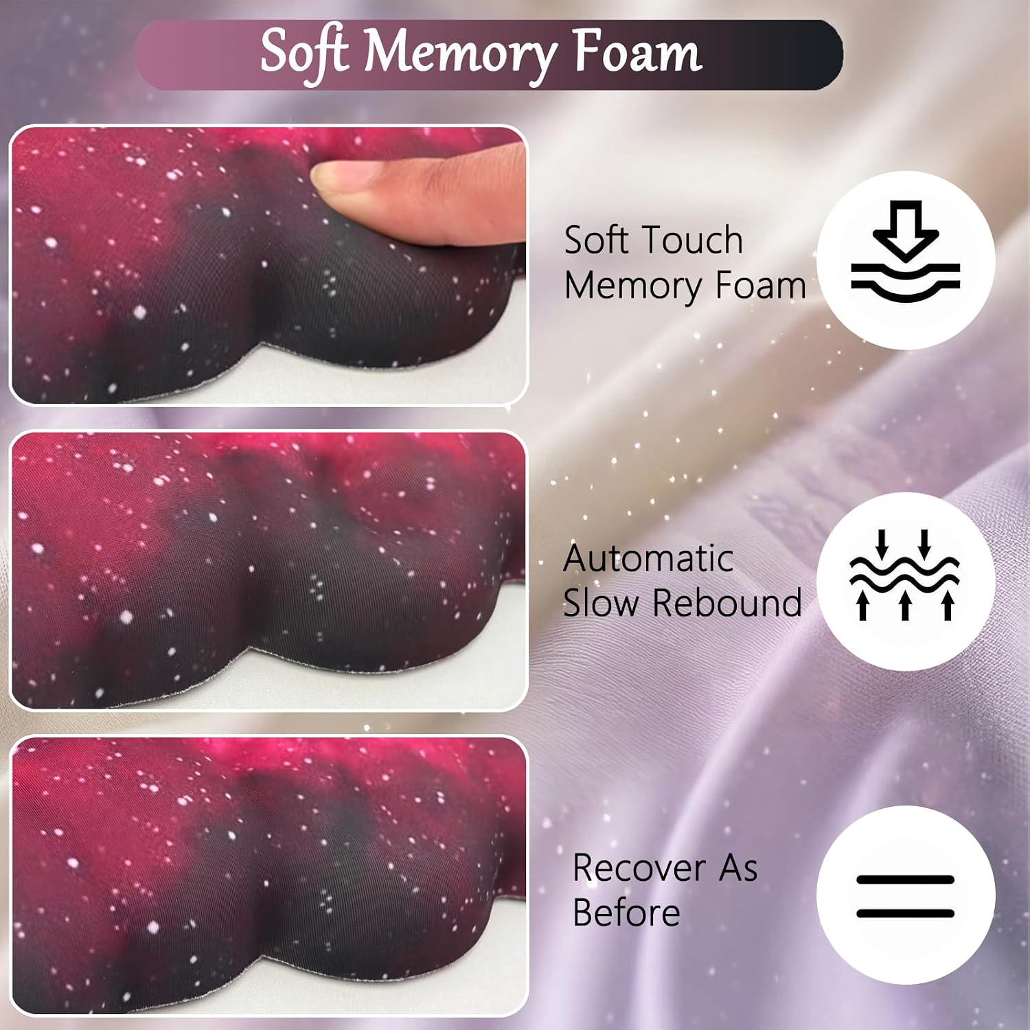Cloud Mouse Pad Keyboard Wrist Rest 4PCS Extended Large Galaxy Desk Mat Pad Set Memory Foam Non-Slip Cute Ergonomic Gaming Mouse Pad Wrist Support for Computer Laptop Home Office Black Pink