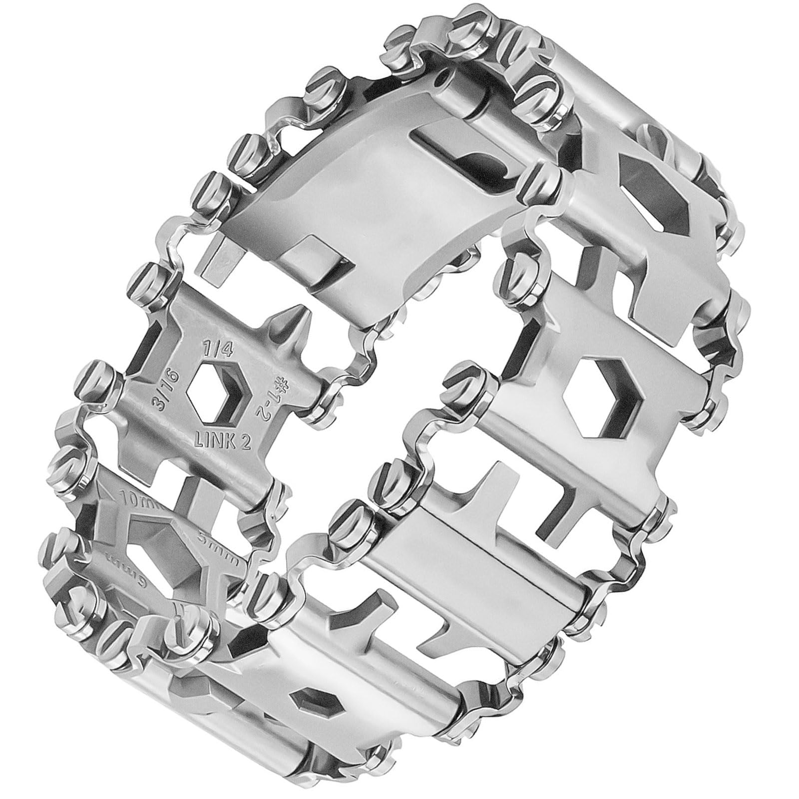 Hapysen 29 in 1 Multitools Stainless Steel Tool Wearable Bracelet for Men Compatible for Apple Watch Ultra 1&2, Survival Camping Travel Multitools Watch Band, Silver