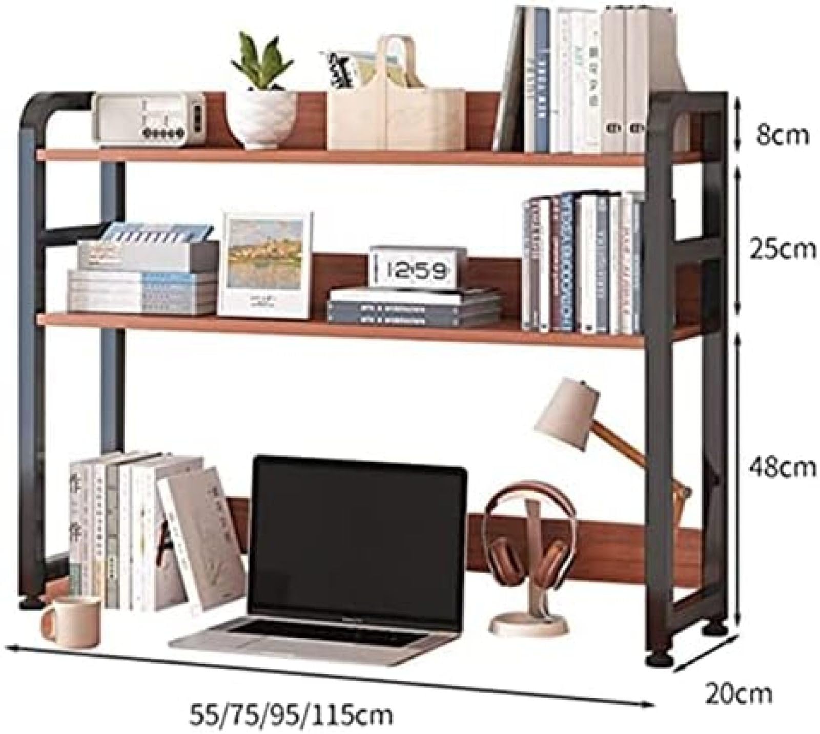 DIE Organizzatore Da Scrivania Scaffale Portaoggetti Per Ufficio - Libreria Da Scrivania Piccola, Scaffale Da Appoggio Hutch A 2 Livelli, Organizzatore Di Mensole Da Scrivania Regolabili, Per Attacco