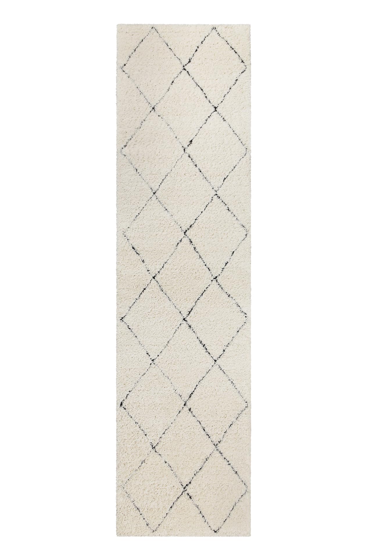 Wecon Home Studio Two Hochflorteppich, 80 x 400 cm, Creme beige | moderner Hochflor Teppich, Läufer im Berber Style für Wohnzimmer, Flur, Schlafzimmer