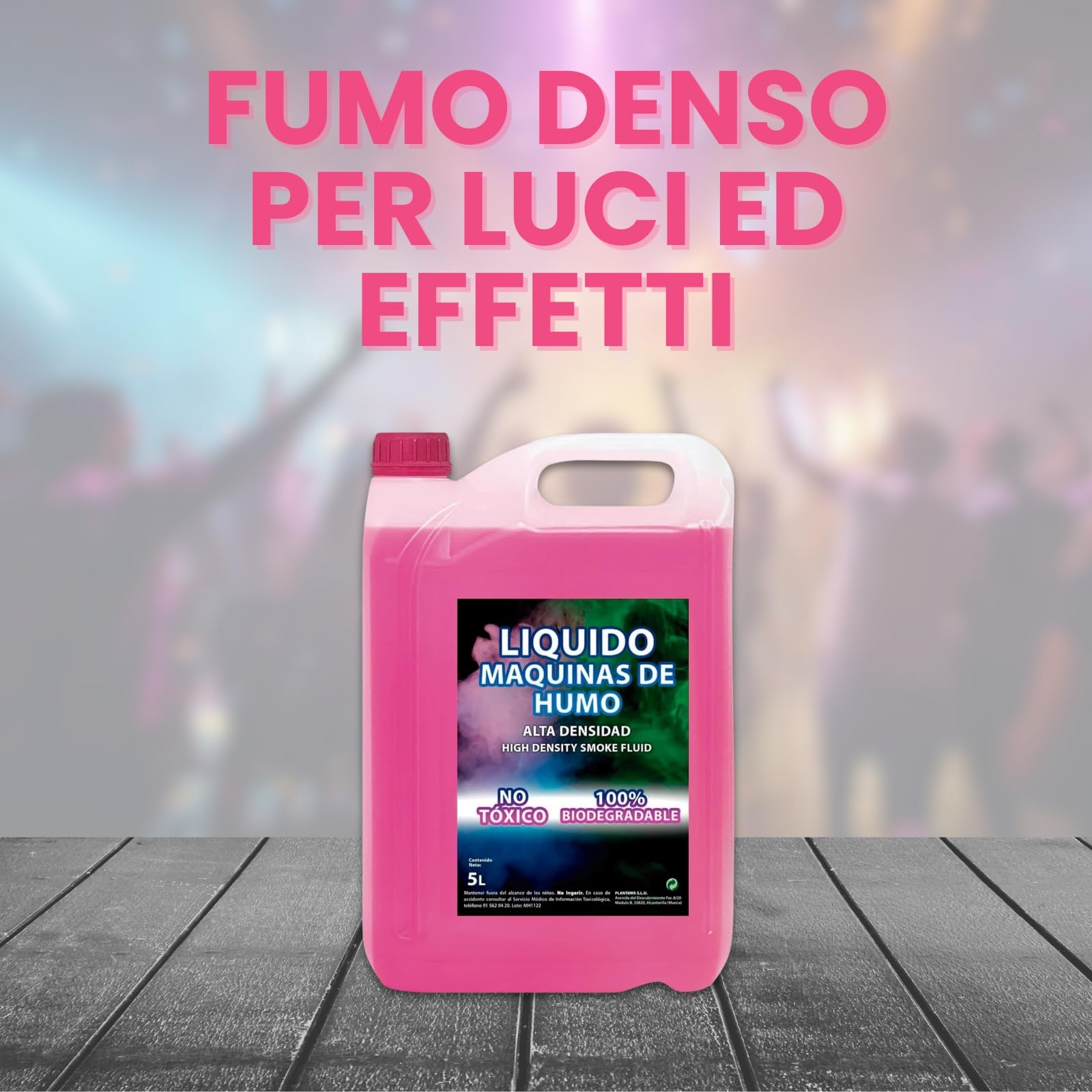 Plantawa Liquido per Macchina del Fumo ad Alta Densità 5 Litri | Liquido per Macchina del Fumo per Halloween e Feste | 100% Naturale, Biodegradabile, Non Irritante, Senza Sostanze Chimiche Pericolose