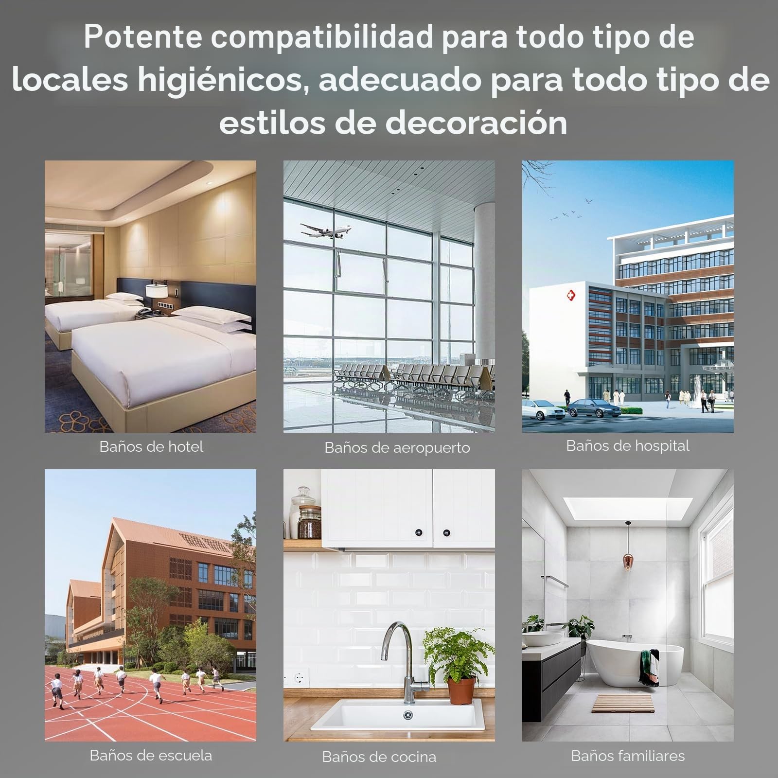 3 Unidades Dispensador de Jabón de Ducha Montado en Pared sin Taladro Gris | Botella de Champú y Loción con Ventana Transparente para Baño, Cocina y Hotel