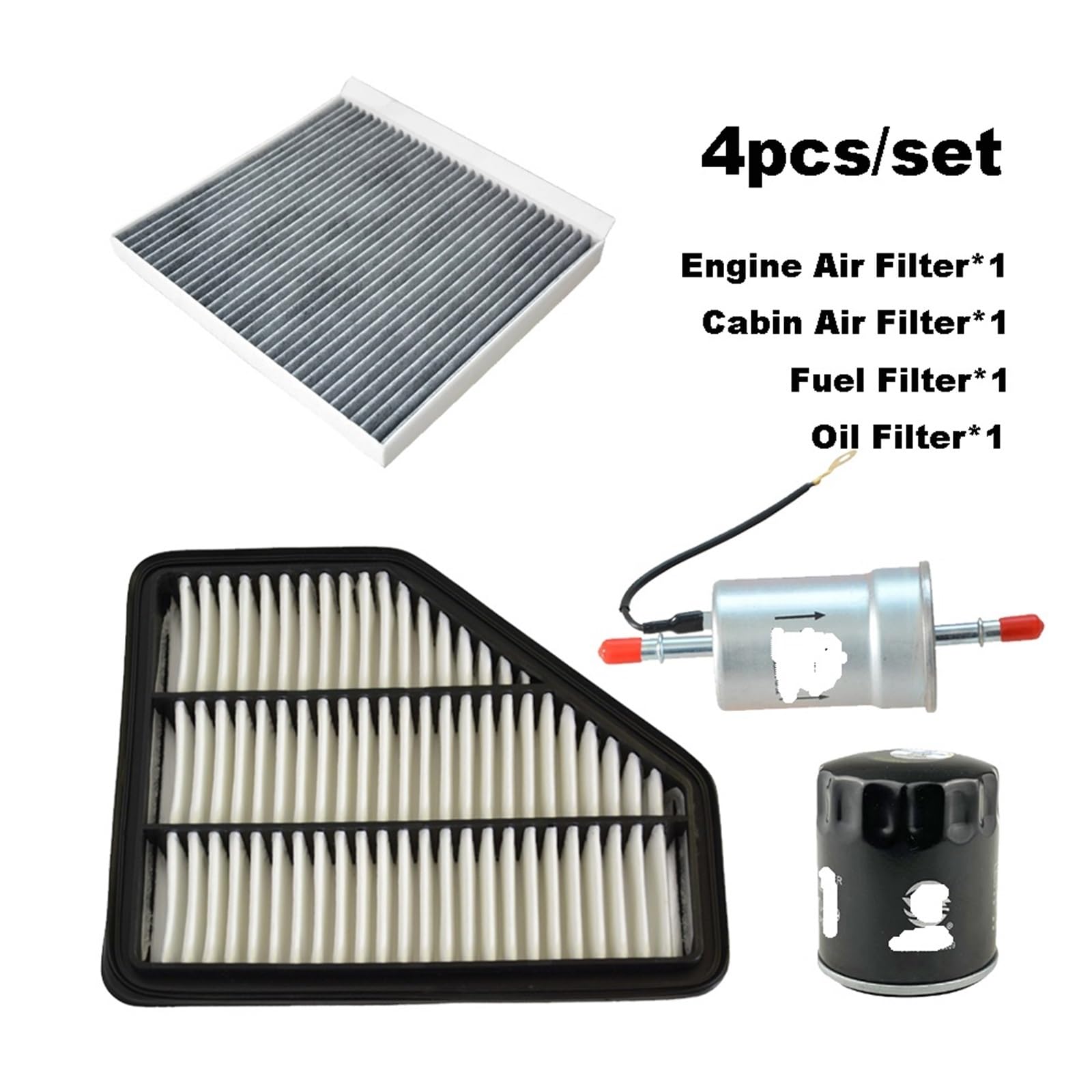 samochodowego filtry oleju samochodowego Filtr Zestaw 4 filtrów pasujących do silnika CHANGAN CS75 1.8T 2013-2020/2.0L 2014-2017, kabina, świeże powietrze, paliwo, olej, zestaw filtrów