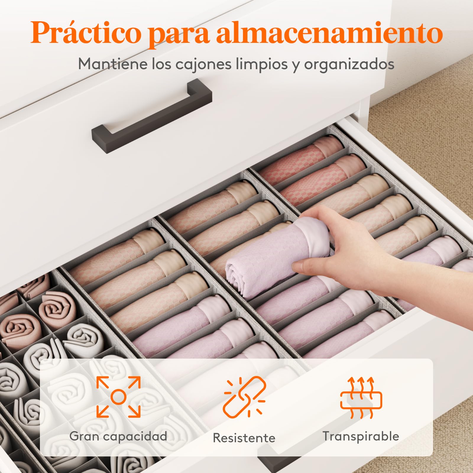 Lifewit Juego de 15 organizadores Hemnes para cómoda, cambiador con base estable, organizador de armario, cajones, sistema de organización para cambiadores, ropa infantil, calcetines, camisetas, ropa