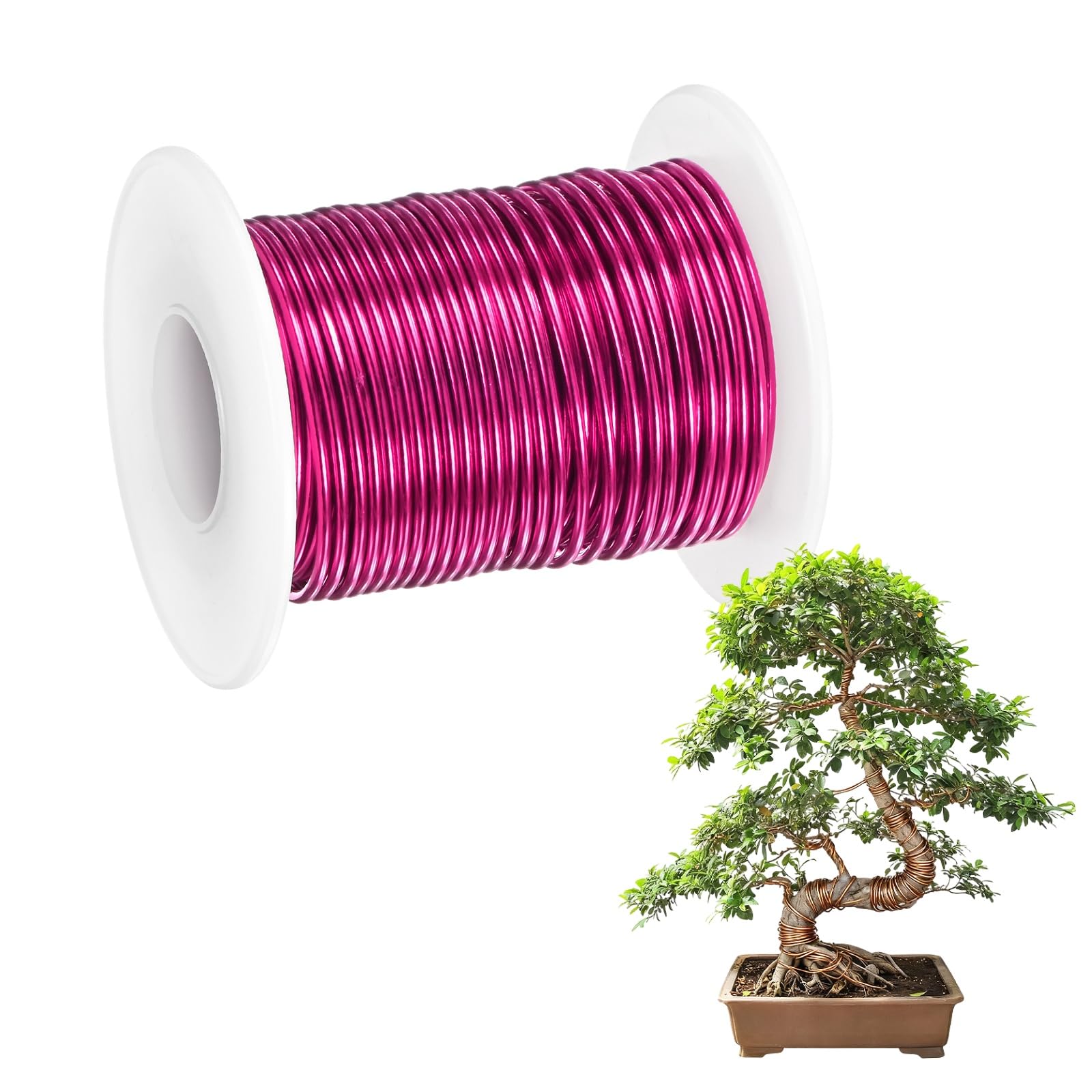 M METERXITY 1-Pack Bonsai Training Wire 1.5mm x 49ft/15m, Rose Red