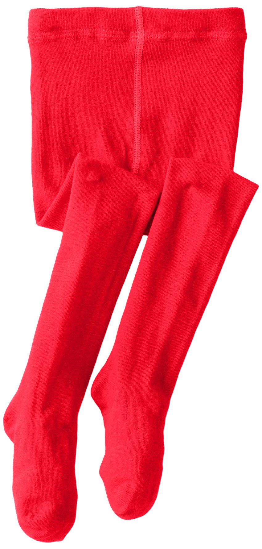 Jefferies Socks Girls Red ' Seamless Organic Cotton Tights, 4-6 Years