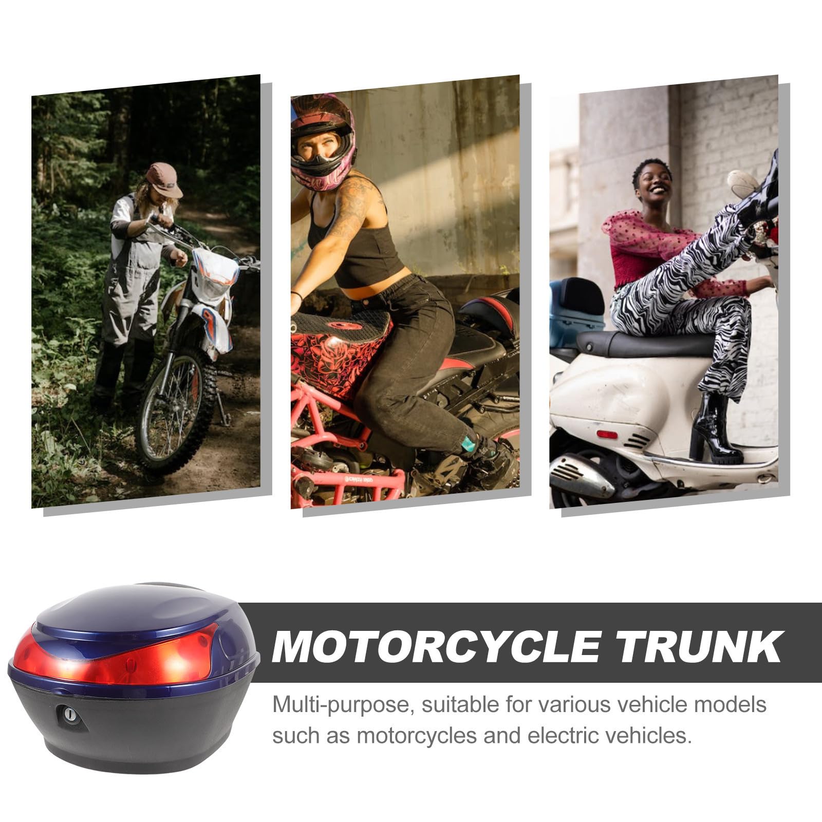 Valigia Per Motocicli e Veicoli Elettrici, Bauletto Posteriore in Plastica, Impermeabile, Facile Installazione, per Uso Quotidiano