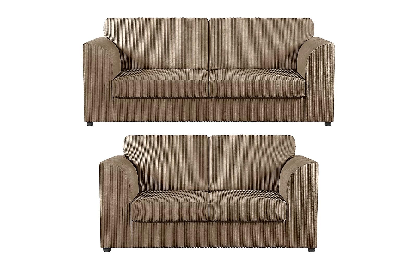 Luxury Jumbo Cord 3 and 2 Seater Sofa Set Grey | Plush High Back Fullback Sofa Suite | Deep Filled Modular 5 Seater | Premium Living Room Furniture UK (Mink, 3+2 Seater set)