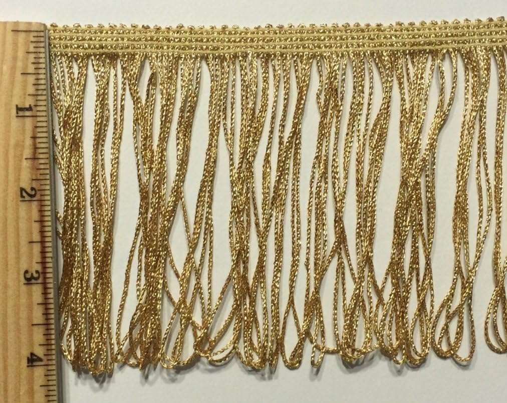 4" Stretch Metallic Chainette Fringe (Gold)