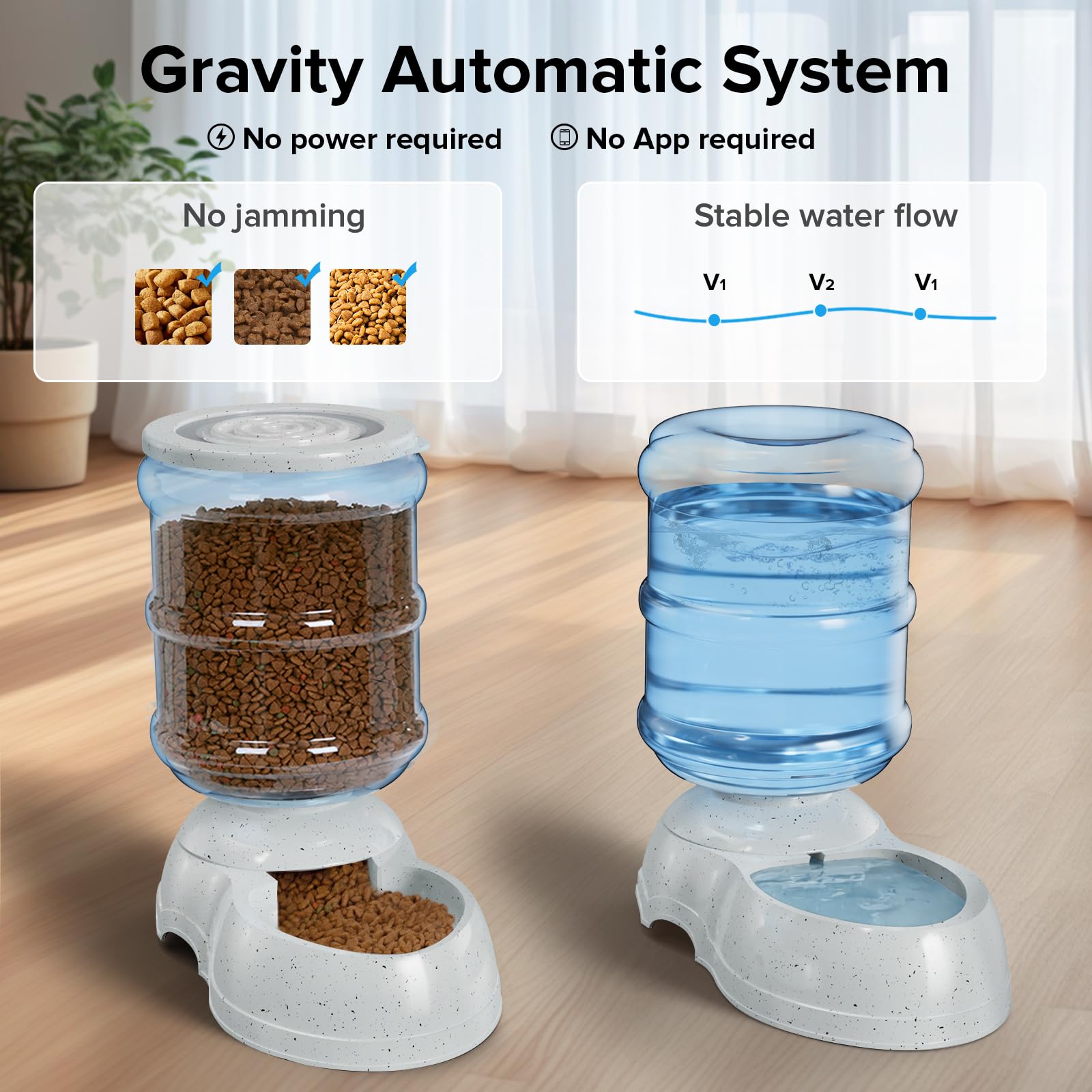 Kenond Comederos automáticos para perros, dispensador de comida por gravedad para mascotas, cuenco grande para agua para gatos y perros, 3 galones