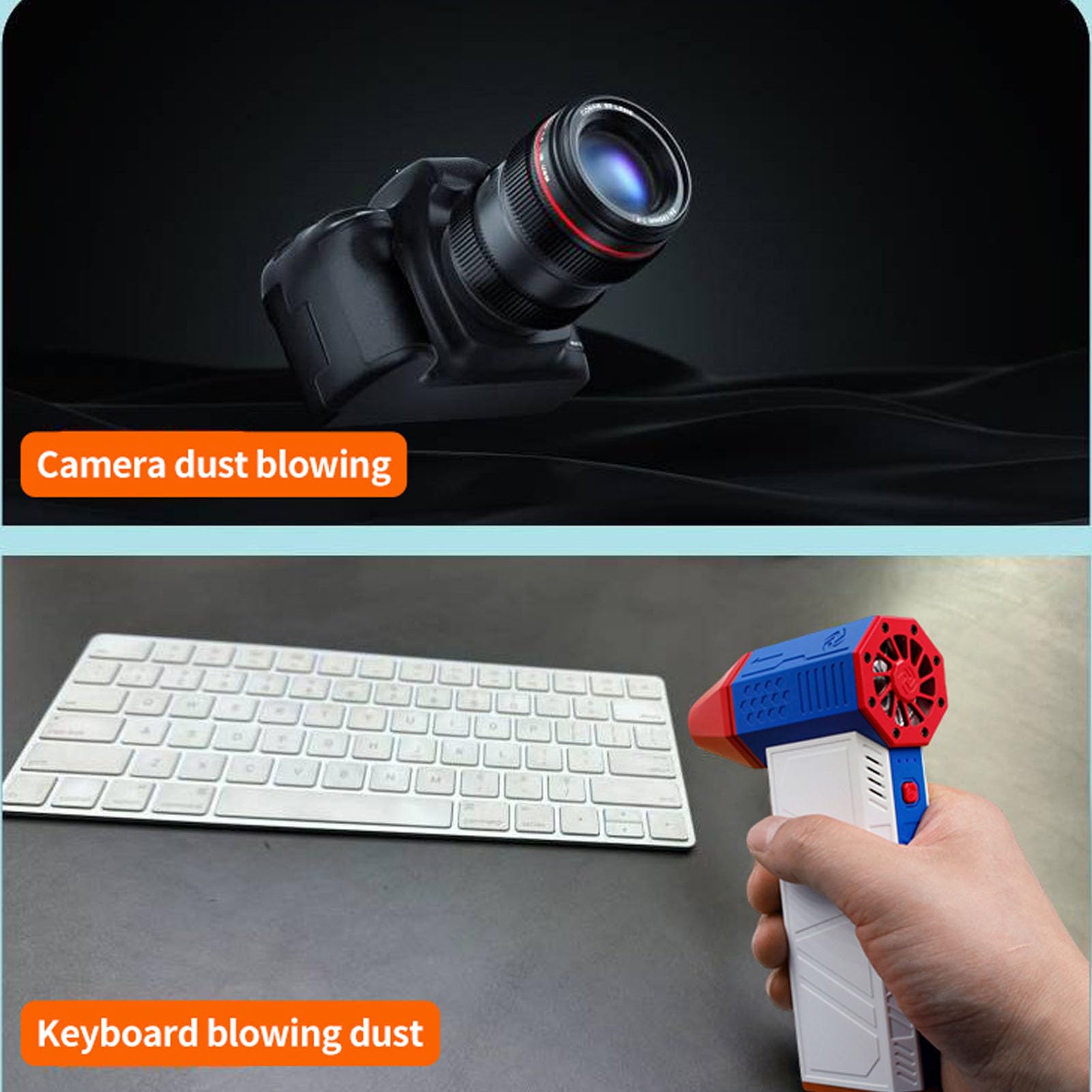 Jeffergarden Dépoussiéreur à Air comprimé, Dépoussiéreur électrique sans Fil ABS avec Moteur sans Balais 130 000 Tr/min, Lumière LED 3 Vitesses, Chargement USB C, pour Clavier, PC, Voiture, Caméra,