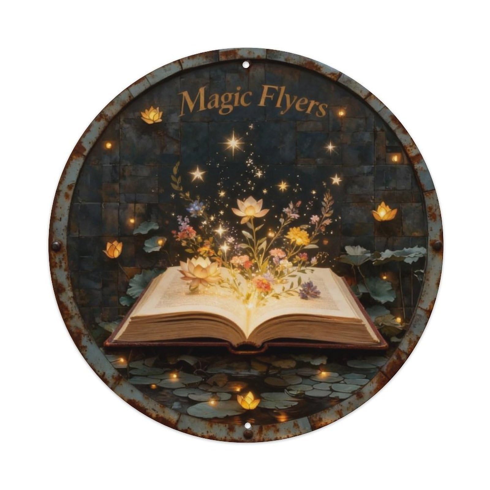Enchanted Magic Book Metal Tin Sign Plaque