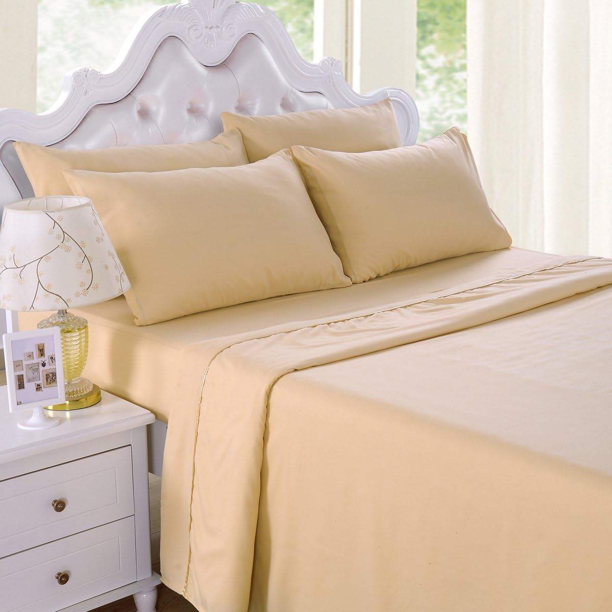 JML Bed Sheet,Up to 14" Deep Pocket, Brushed Microfiber Bed Sheet Set
