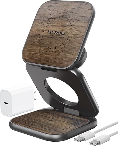 Miniatura 11 de KU XIU Qi2.2 Cargador inalámbrico magnético de 25 W, estación de carga de viaje plegable 3 en 1 para iPhone 17/16/15/14/13/12, 5W para Apple Watch y