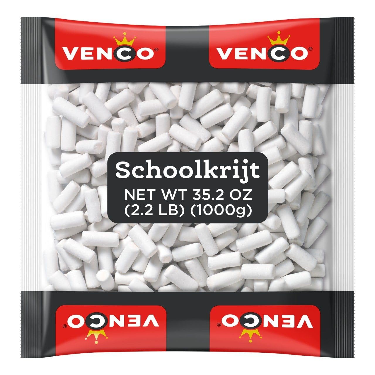 Licorice in 1 Kilo /2.2lbs - Venco Schoolkrijt (Mint Coated Licorice) School chalk liquorice. by Venco