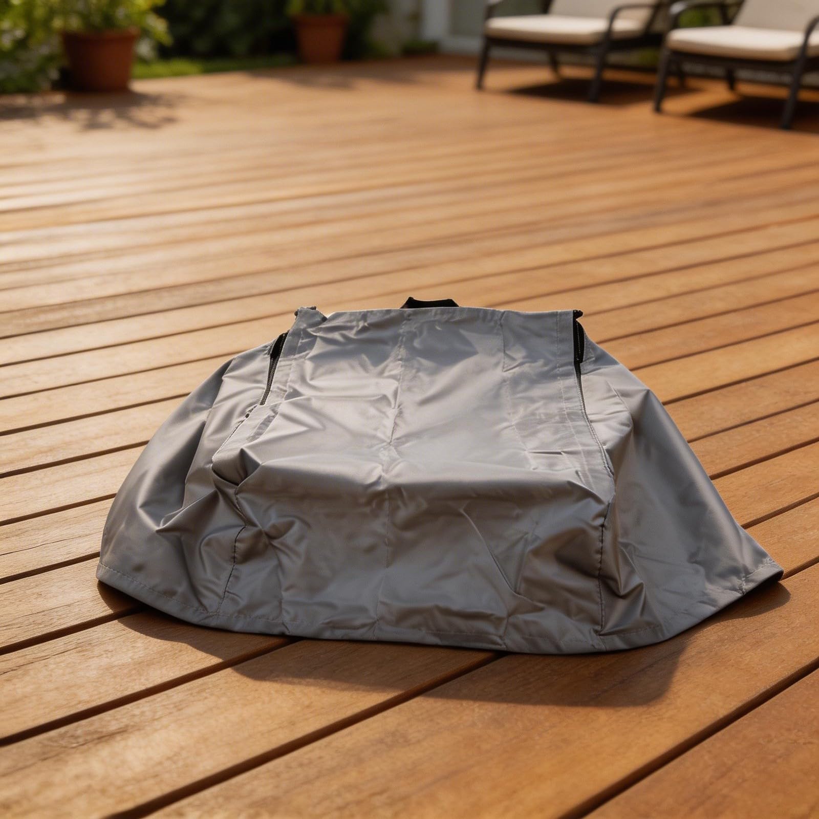 Durashmall Outdoor Toddler Swing Seat Cover 420D Oxford Waterproof UV Resistant with Zipper and Fasteners for Baby Swing Protection Black Grey 40x40x50cm(Gray) — view 3