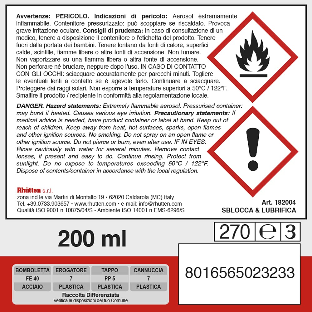 Sblocca e Lubrifica Lubrificante Multiuso Linea Facile 200 ml