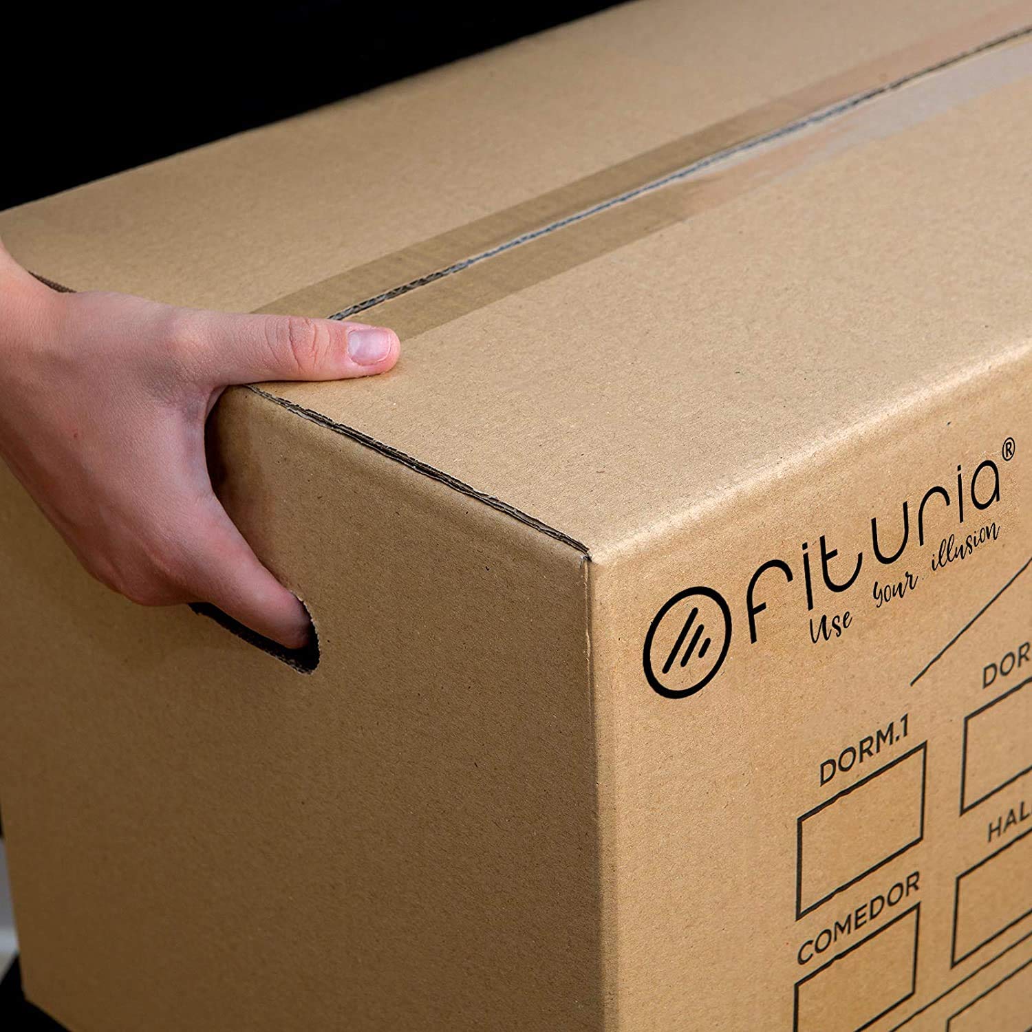Pack 2 - Cajas Carton Mundanza 550x350x350mm (10 UNIDADES) Cajas de Carton Grandes de Canal Doble Extraresistentes con Asas Integradas, Fabricadas en España