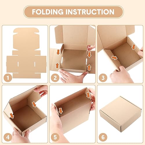 Miniatura 4 de 100 cajas de envío pequeñas de 6 x 6 x 2 pulgadas, cajas de correo de cartón corrugado para regalos de Navidad, cajas de correo de cartón corrugado