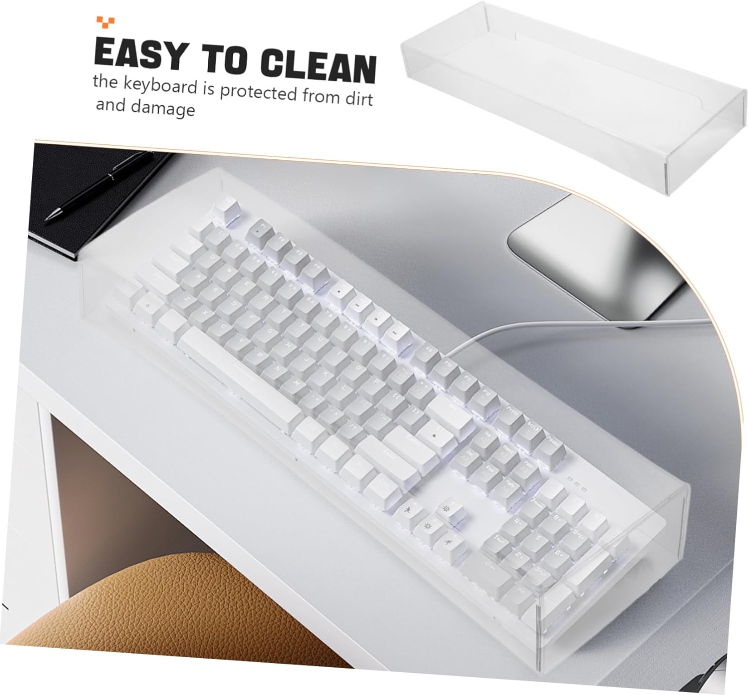 Housoutil Acrylic Keyboard Cover Transparent for Gaming and Mechanical Keyboards Scratch-Resistant Design Easy to Clean Fits Standard Layouts
