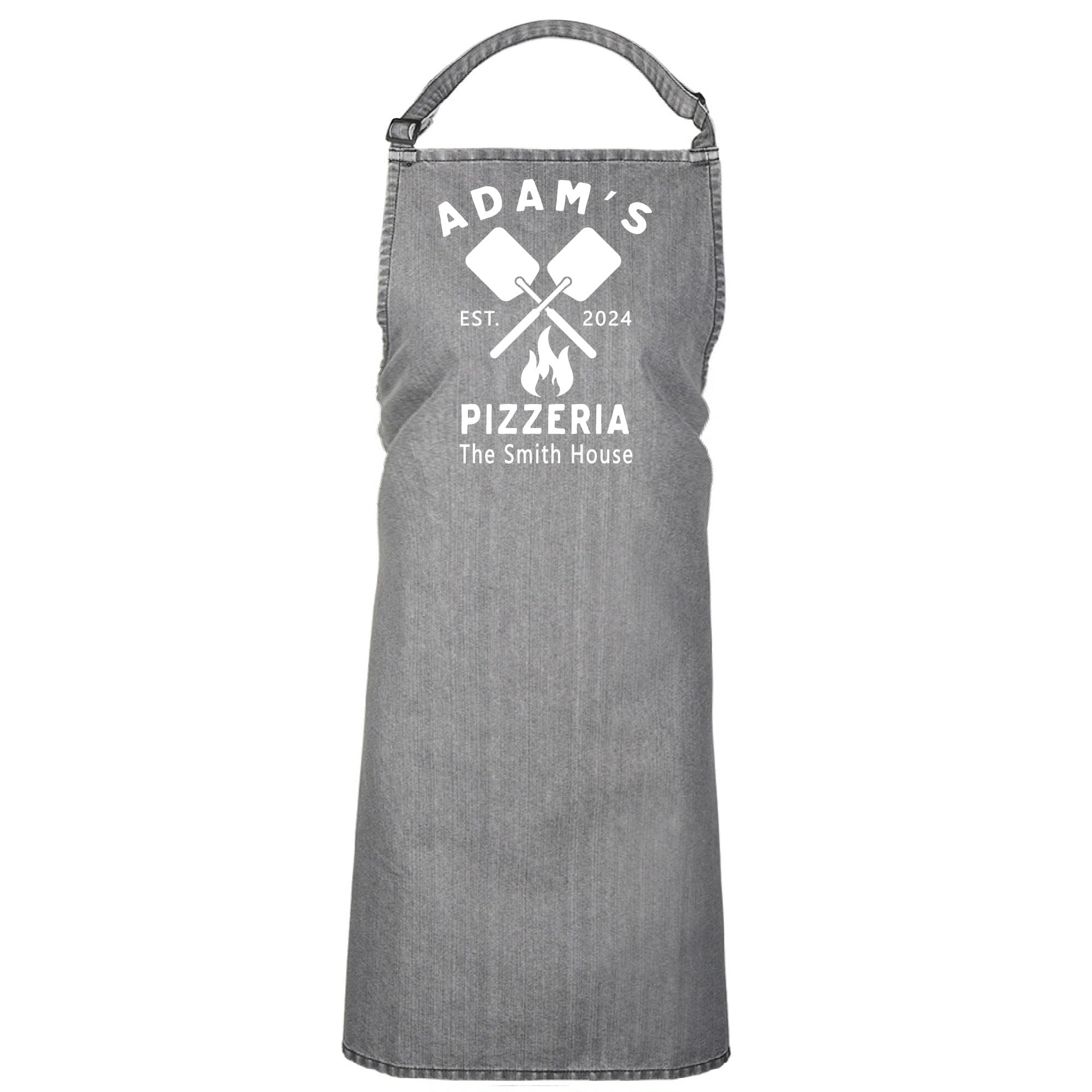 Personalised Pizza Apron Pizza Oven Apron Barbecue Apron Unisex Cooking Apron (Grey Denim)