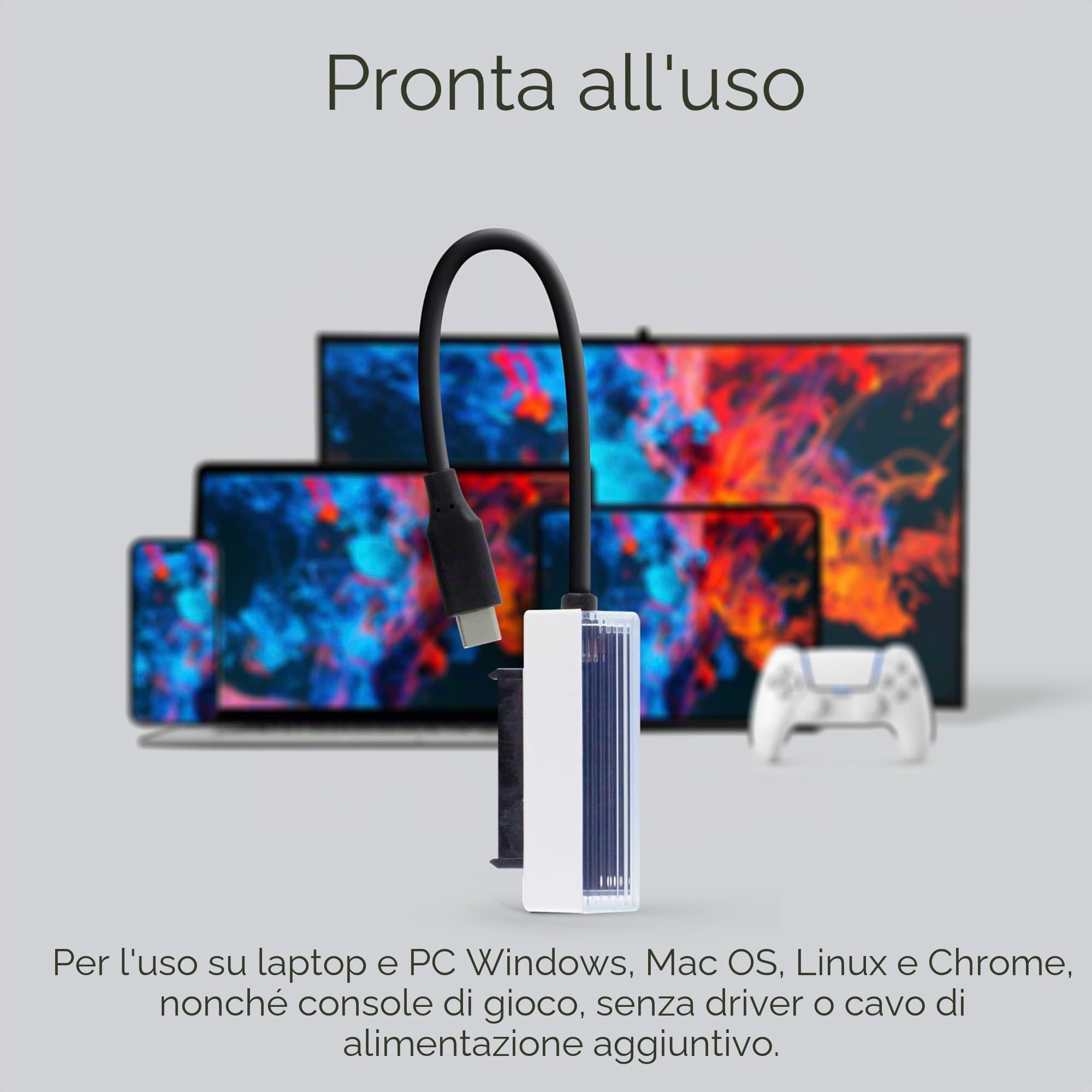 Adattatore USB-C a SATA III SSD, Convertitore HDD/SSD 2,5 pollici, Compatibile SATA I/II/III