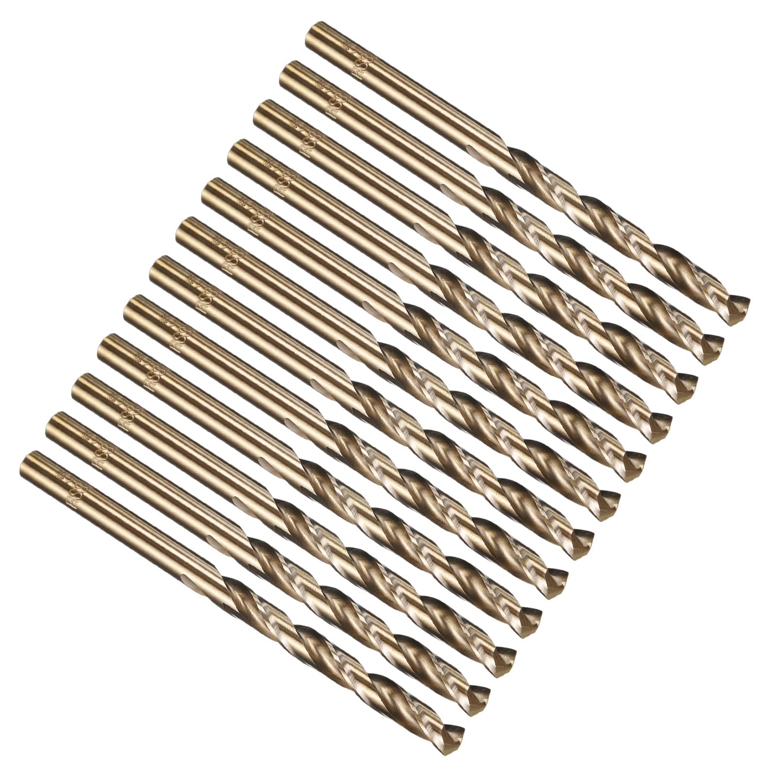 PATIKIL 5mm Drill Bit, M35 Cobalt 5% High-Speed Steel Jobber Straight Shank 135° Gold Finish for Stainless Steel Hard Metal - 12 Pack